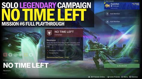 Solo Legendary Lightfall Campaign Mission 6 No Time Left Destiny