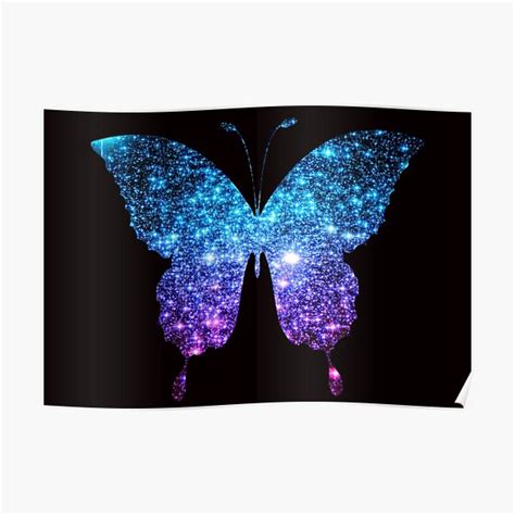 Teal And Purple Ombre Faux Glitter Butterfly Poster For Sale By Felicity K Redbubble