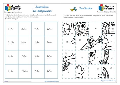 Rompecabezas De Multiplicaciones Para Imprimir AYUDA DOCENTE