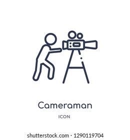 Linear Cameraman Icon Cinema Outline Collection Stock Vector Royalty