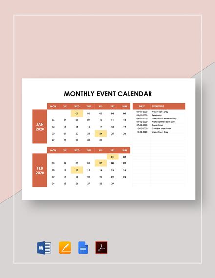 43+ Event Calendar Templates - Free Downloads | Template.net