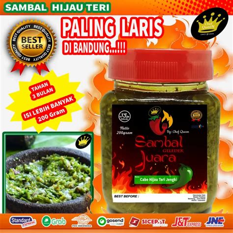 Sambal Botol Cabe Hijau Teri Jengki Chef Queen Sambel Cabai Ijo Pedas