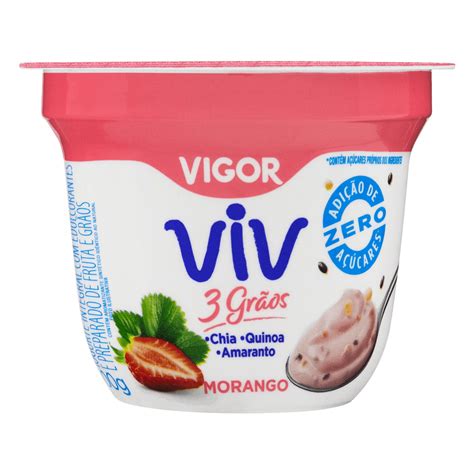 Iogurte Sabor Morango 3 Grãos Viv Vigor 100g