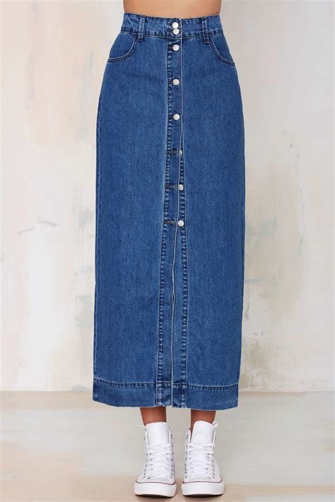 Lyst Glamorous Of One Mind Denim Maxi Skirt In Blue