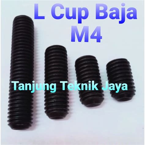 Jual Baut Tanam M4 Set L Cup M4 Baja Hitam DRAT HALUS KUNCI L2 Murah