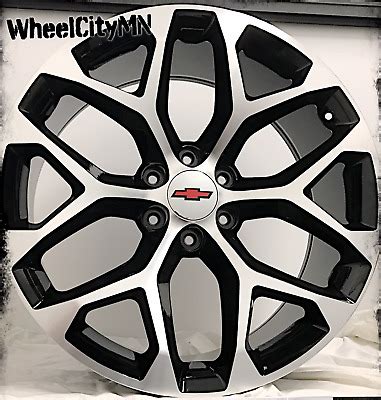 20 Black Machine Snowflake OE 5668 Replica SFO Rims Fits Chevy