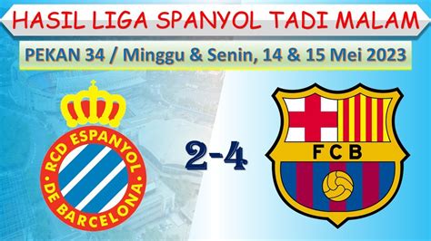 Hasil Liga Spanyol Tadi Malam Pekan 34 Espanyol Vs Barcelona