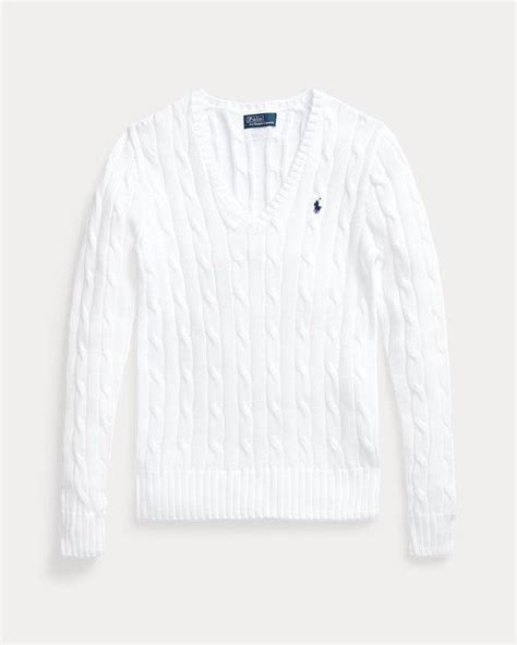 Discover The Cable Knit Cotton V Neck Jumper For Women From Ralph