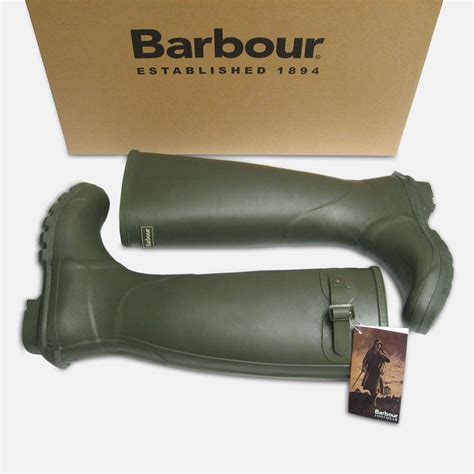 Barbour Mens Olive Green Waterproof Rubber Wellington Boots