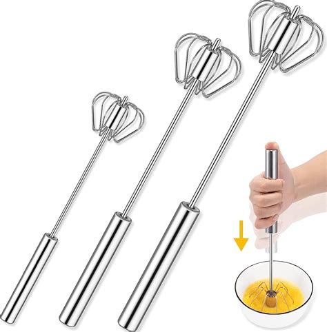 Hand Push Whisk Semi Automatic Egg Whisk Stainless Steel Egg Whisk