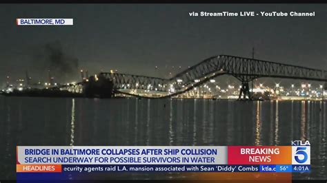 Cargo Ship Hits Baltimore S Key Bridge Collapsing It Youtube