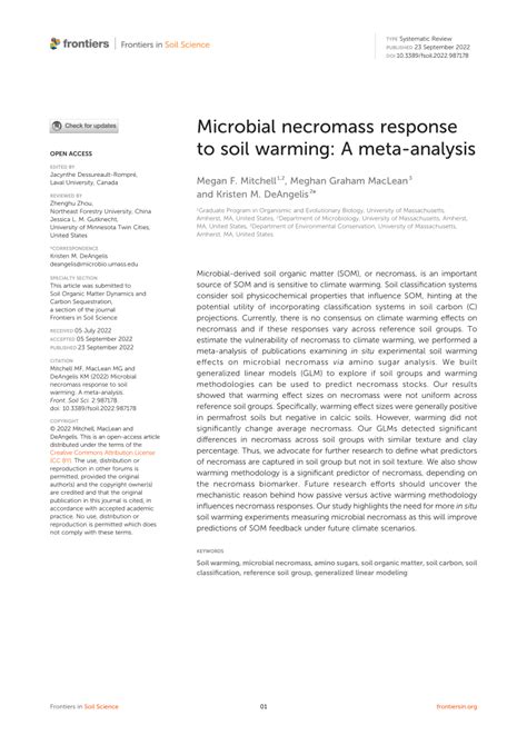 Pdf Microbial Necromass Response To Soil Warming A Meta Analysis