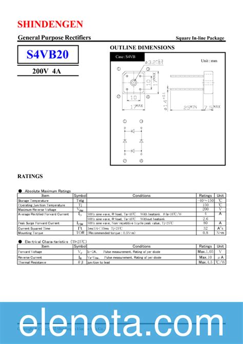 S4VB20 Datasheet PDF (155 KB) Shindengen | Pobierz z Elenota.pl