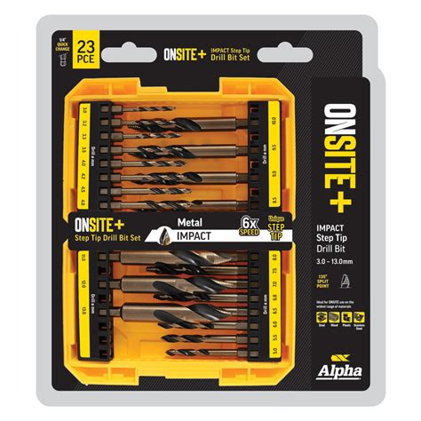 23 Piece Onsite Plus Impact Step Tip Drill Set Alpha Tools