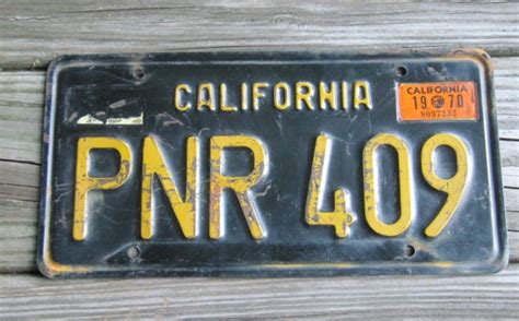 License Plates For Sale Vintage California Black Yellow License Plate 1970