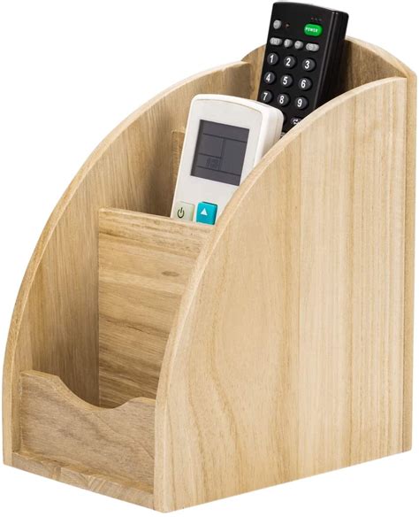 Remote Control Holder Slot Wooden Remote Control Caddy Media