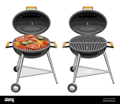 Vector Illustrations Of Barbecue Grills Bbq Grill With Roasted Pork