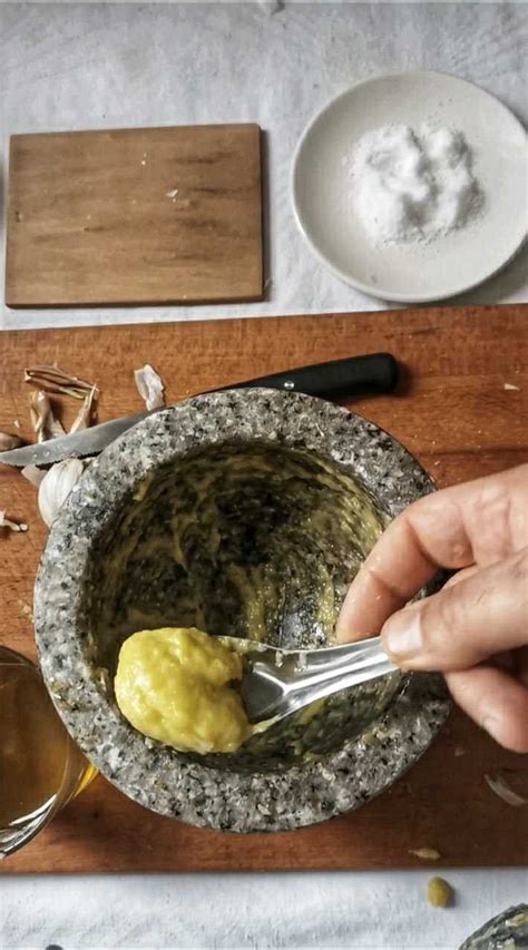 Authentic Garlic Aioli Recipe With Mortar Pestle