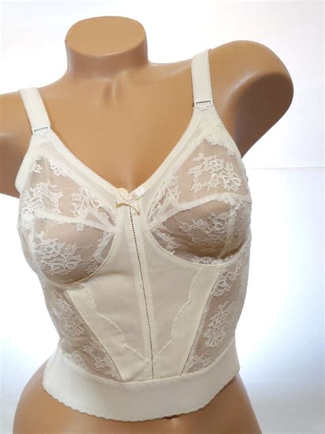 Vintage Bali Longline Bustier Bra Ivory Beautiful Lac Gem