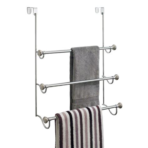 Idesign York Over The Shower Door Hanging Towel Rack For Bathroom Chrome Brushed Steel