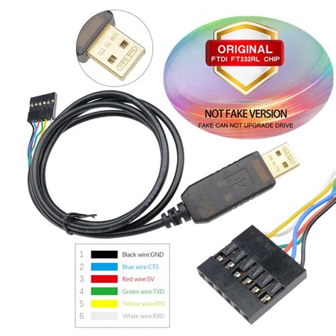 Original 6pin Ftdi Ft232rl Usb To Ttl Serial Converter Adapter Cable