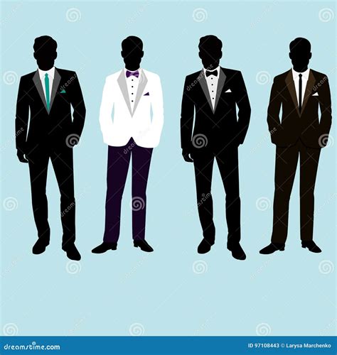 Wedding Men`s Suit And Tuxedo Stock Vector Illustration Of Flat