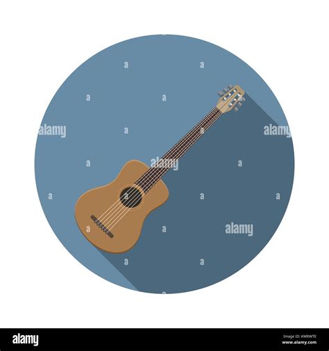 Flat Design Modern Vector Illustration Of Acoustic Guitar Icon Music Instrument With Long