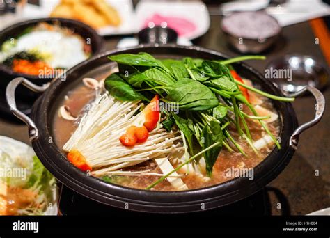Korean Spicy Hot Pot Shabu Shabu Stock Photo Alamy