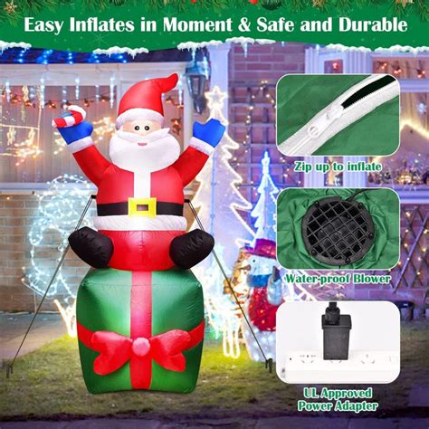 6ft Christmas Inflatable Santa Claus With Led Lights Blow Up Outdoor Y