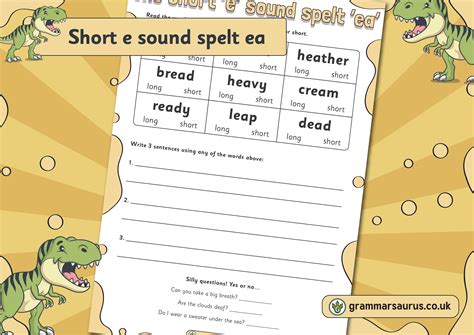 Phonics Phase 5 Short E Sound Spelt Ea Grammarsaurus