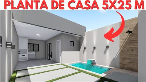 PLANTA DE CASA 5X25 METROS 03 QUARTOS E PISCINA YouTube