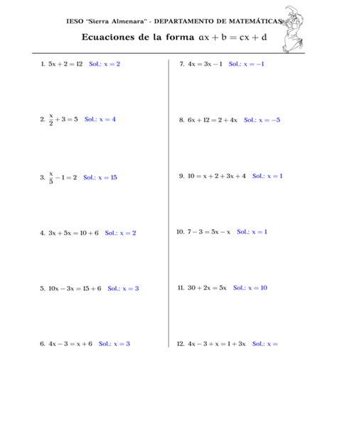 Ecuaciones De La Forma Ax B Cx D