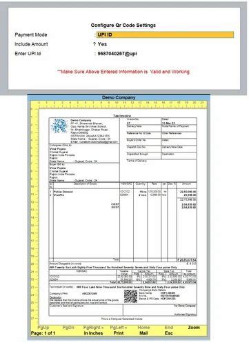 Tally TDL Bank UPI QR Code IN Invoice Tally Prime Silver Single