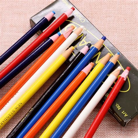 12pc Colorful Cut Free Sewing Tailors Chalk Pencils Fabric Marker Pen