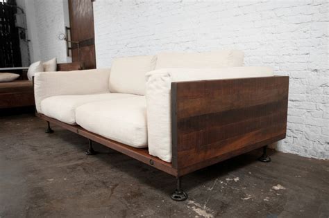 V44 Two Cushion Reclaimed Wood Sofa Modern Sofas Los Angeles By