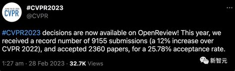 Cvpr 2023放榜，录用率2578！2360篇论文被接收，提交量暴涨至9155篇 知乎