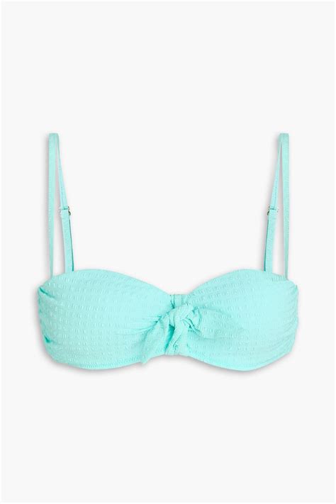 Heidi Klein Knotted Stretch Seersucker Bandeau Bikini Top The Outnet