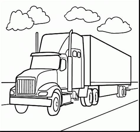 Semi Truck Trailer Tractor Drawing Wheeler 18 Sketch Coloring Pages Big Rig Trucks ...