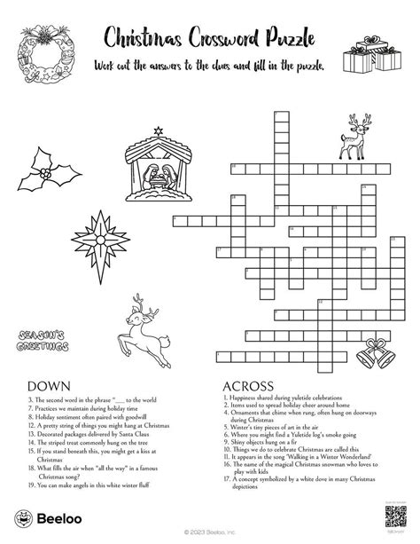 Christmas Crossword Puzzle Beeloo Printable Crafts And Activities For