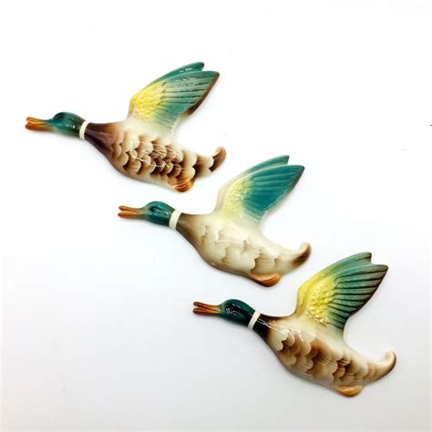 Reserved 1950s Set Of 3 Flying Duck Ceramic Plaques By Keele Etsy Uk