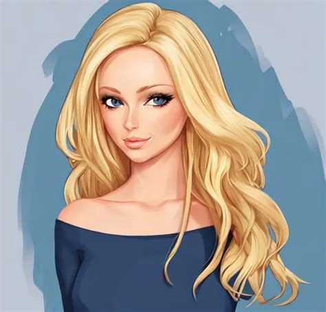 Beautiful Blonde Woman Cartoon Portrait Openart