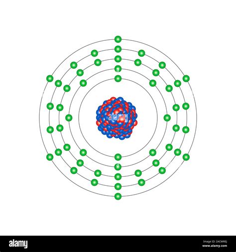 Tellurium (Te). Diagram of the nuclear composition and electron ...