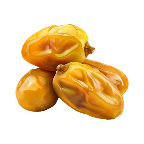 Ai Generated Golden Dates In Wooden Bowl Isolated On Transparent