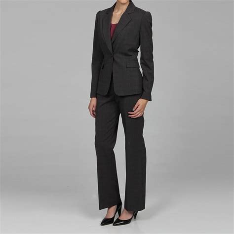 Tahari Women S Dark Grey Plaid Pant Suit Overstock Shopping Top