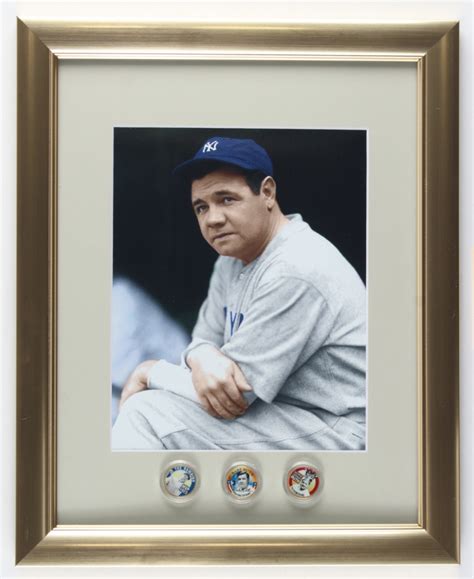 Babe Ruth X Custom Framed Photo Display With Commemorative Coins Pristine Auction