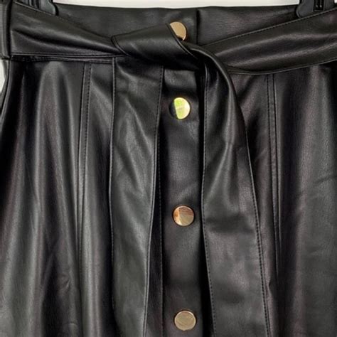 Zara Skirts Nwt Zara Faux Leather Skirt With Gold Buttons Poshmark