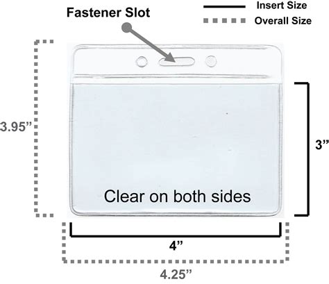 Buy 100pcs 3 X 4 Horizontal Clear Vinyl Id Badge Holder Plastic