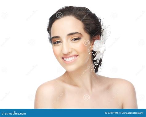 Smiling Bride With Naked Shoulders Stock Image Image Of Beauty Grace