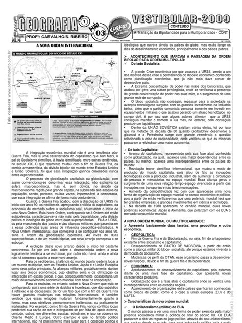 PDF Geografia Pré Vestibular Impacto A Transição da Bipolaridade