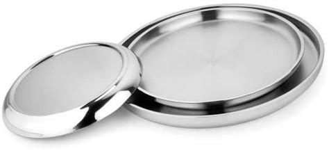 Silver Round Bold Lamina Stainless Steel Plates For Serving Food Size